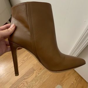 Woman by Common Projects tan heeled leather boots